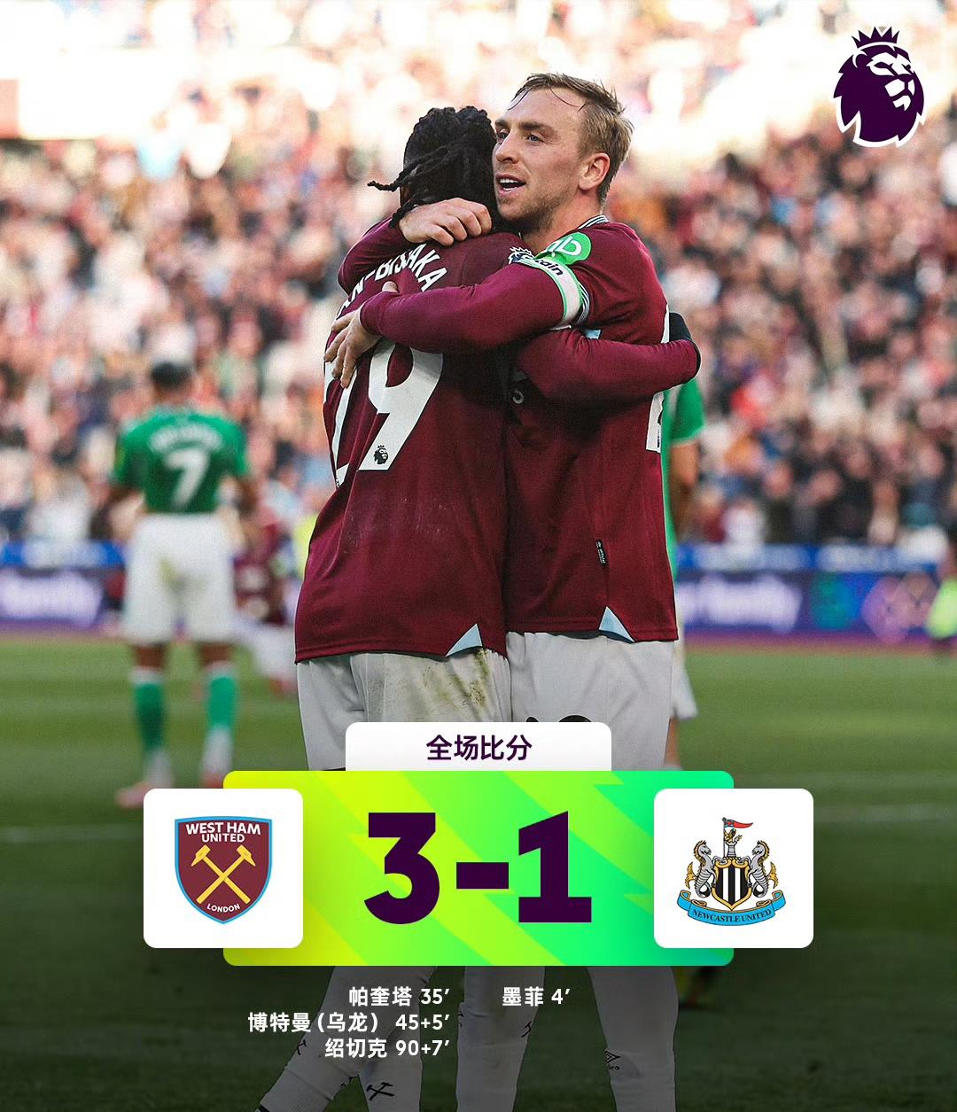 曼城主场取胜，继续领跑积分榜